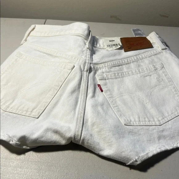 Levi’s 501 white denim shorts high rise 100% cotton NWT 26 - Picture 6 of 7